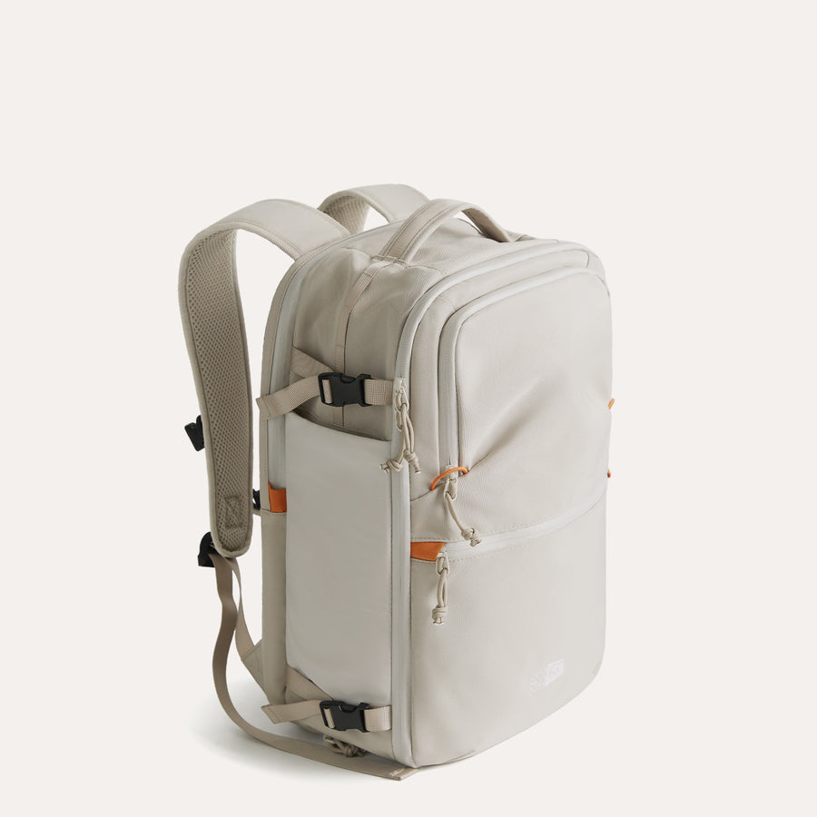 womens travel backpack multiples pockets  bone white